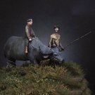 1/35 Resin Model Kit Vietnam War Vietnam Children & Buffalo Unpainted