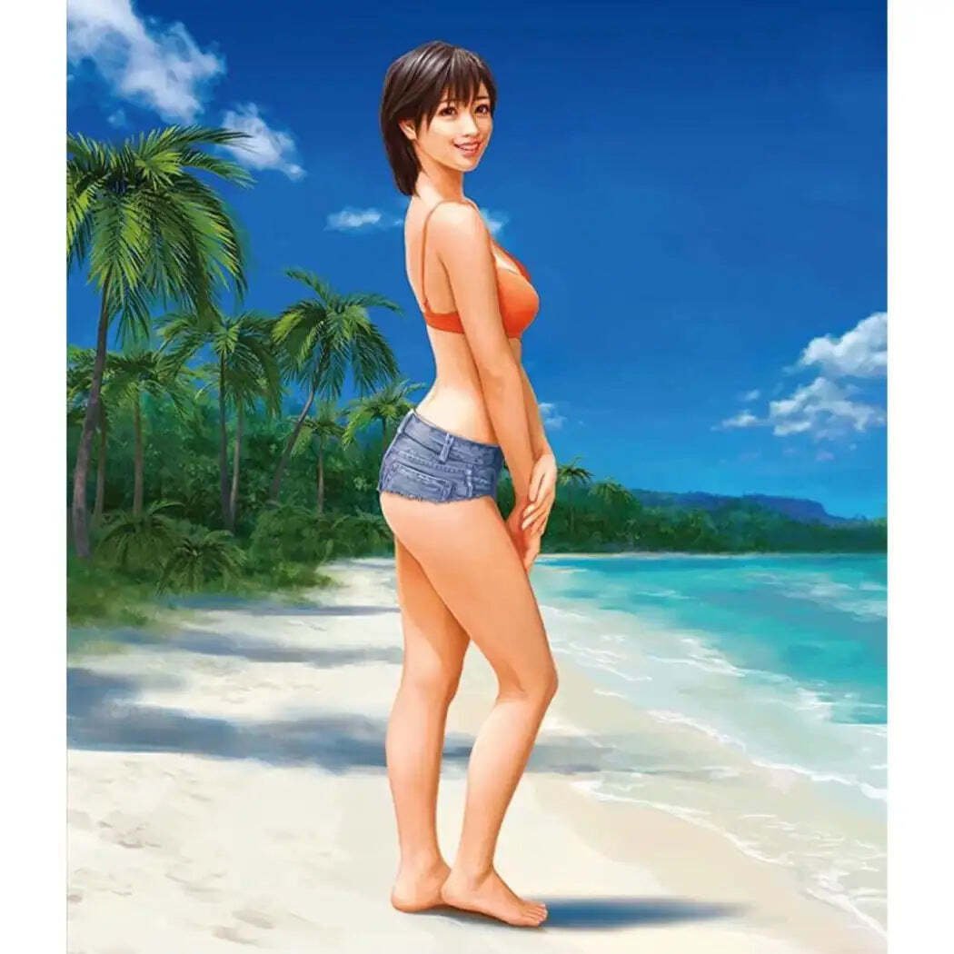 1/20 Resin Model Kit Modern Summer Asian Beautiful Girl Beach Unpainted