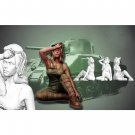 1/35 Resin Model Kit Beautiful Girl US Army Soldier Pin Up Unpainted