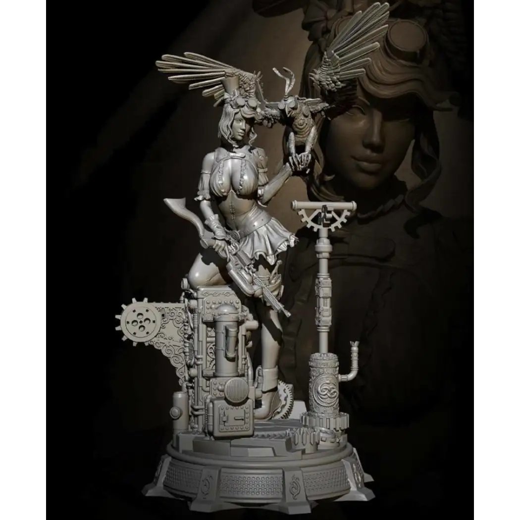 1/24 108mm Resin Steampunk Model Kit Beautiful Girl Woman Unpainted