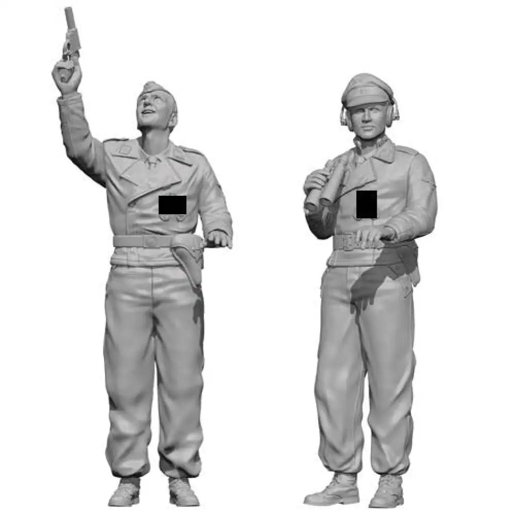 1/16 2pcs Resin Model Kit German Soldiers Tank Crew WW2 Unpainted