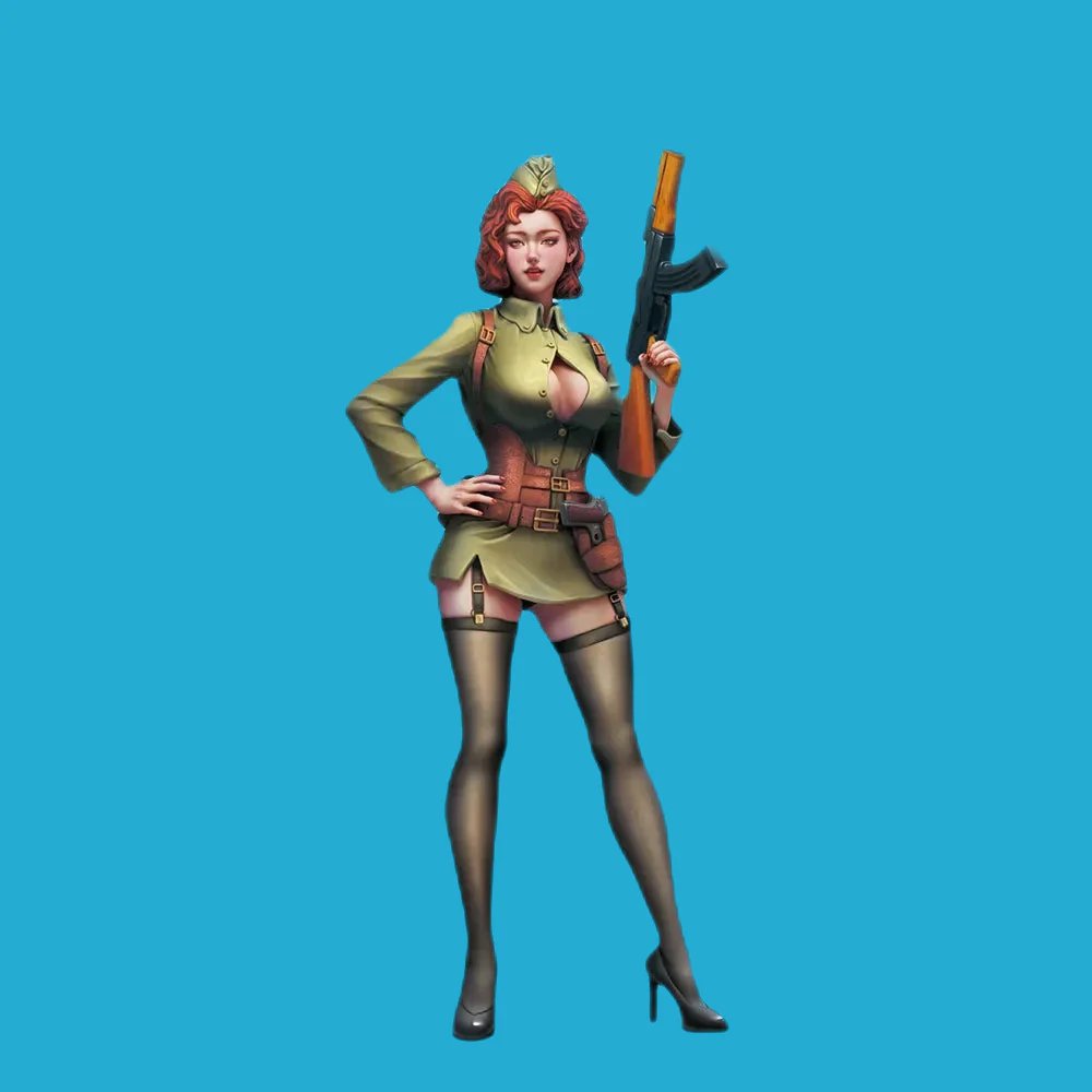 1/28 - 1/20 Resin Model Kit Modern Asian Beautiful Girl Soldier Pin Up Unpainted