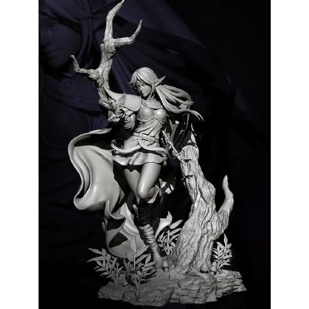 1/24 Resin Model Kit Beautiful Girl Elf Druid Fantasy Miniature Unpainted