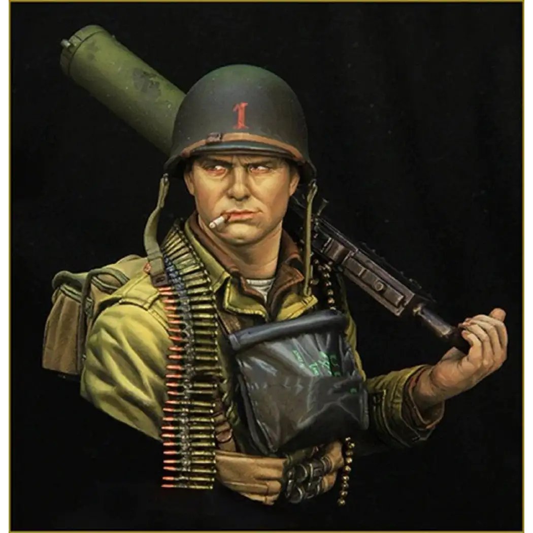 1/10 BUST Resin Model Kit US Army Machine Gunner WW2 Normandy Unpainted