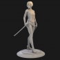 1/24 Resin Model Kit Futuristic Beautiful Girl with a Swordsman Tron Unpainted
