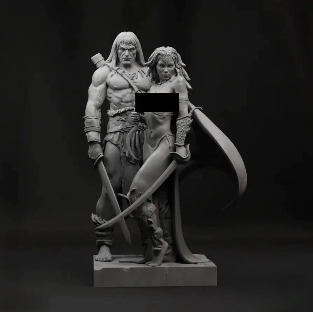 1/24 Resin Model Kit Barbarian and Princess Fantasy Unpainted