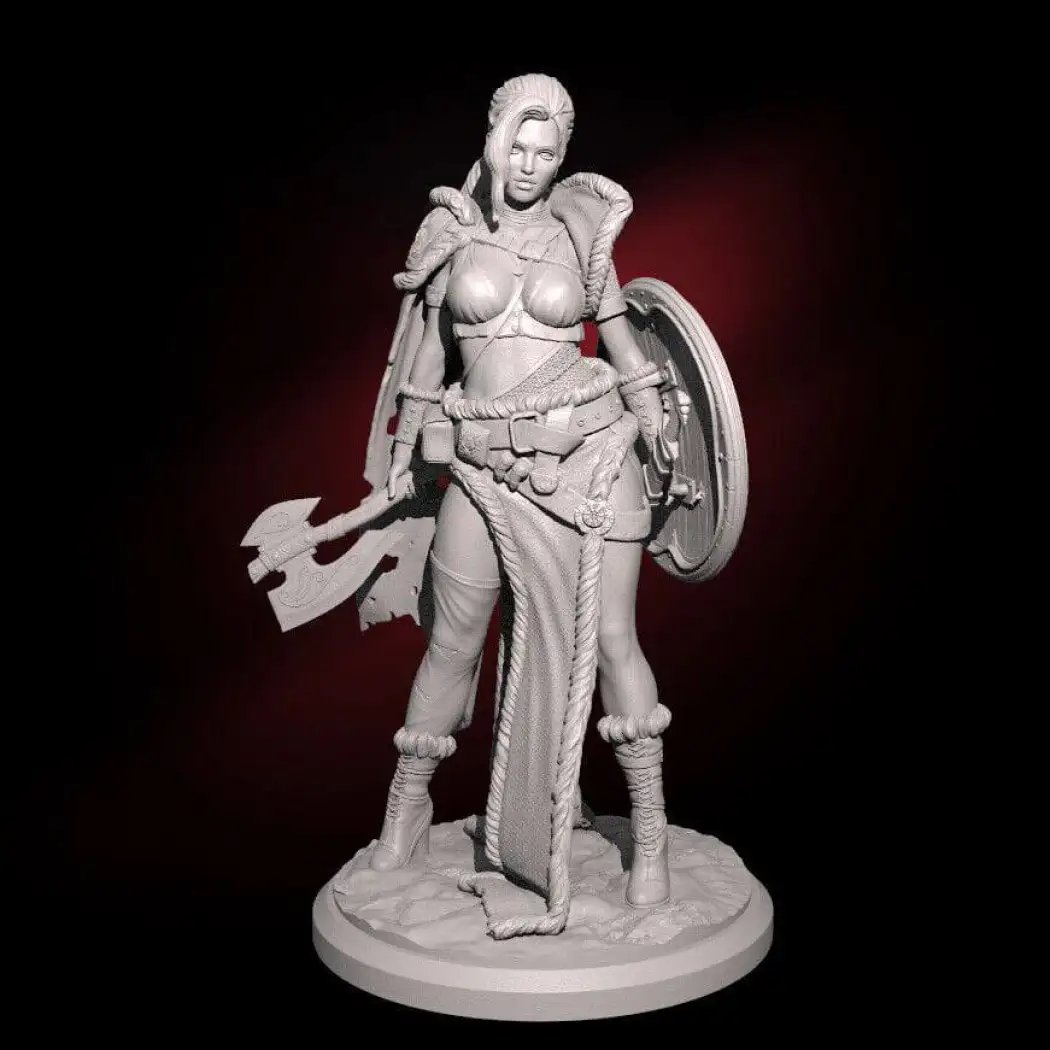 1/24 75mm 3D Print Model Kit Beautiful Girl Barbarian Unpainted