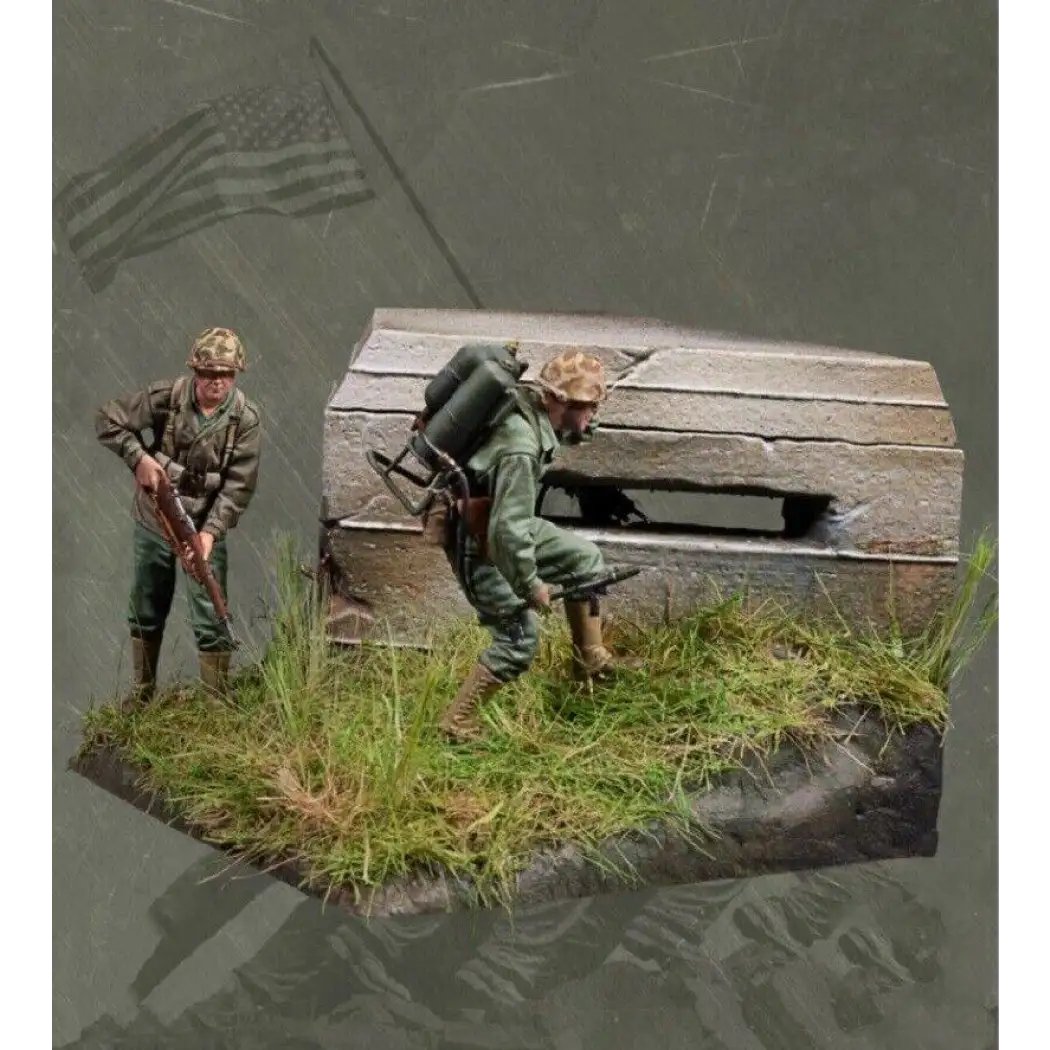 1/35 2pcs Resin Model Kit US Marines Pacific 1944 WW2 with base Unpainted