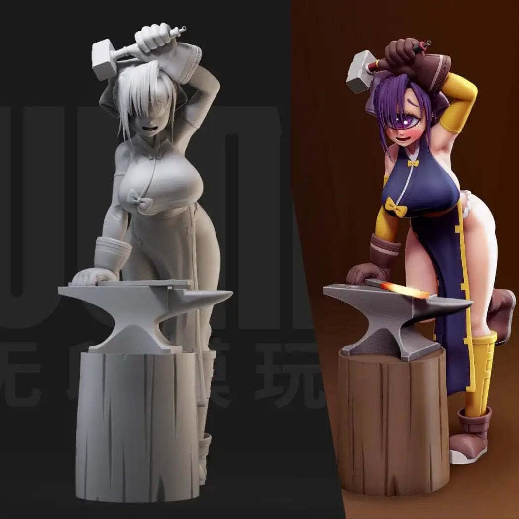 1/18 Resin Model Kit Beautiful Girl Cyclops Blacksmith Fantasy Unpainted