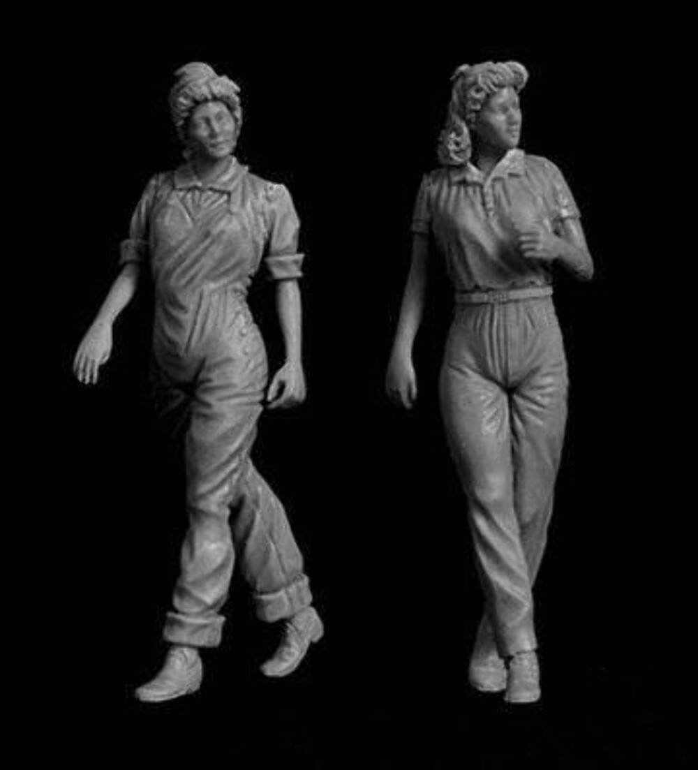 1/35 2pcs Resin Model Kit US Army Pilots Beautiful Girl WW2 Unpainted