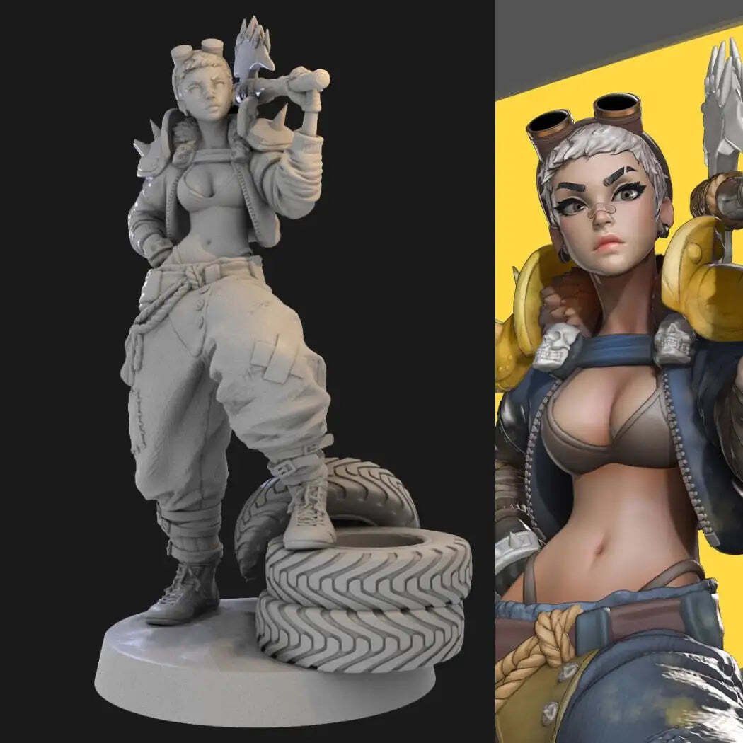 1/24 Resin Model Kit Motorcycle Bully Beautiful Girl Unpainted