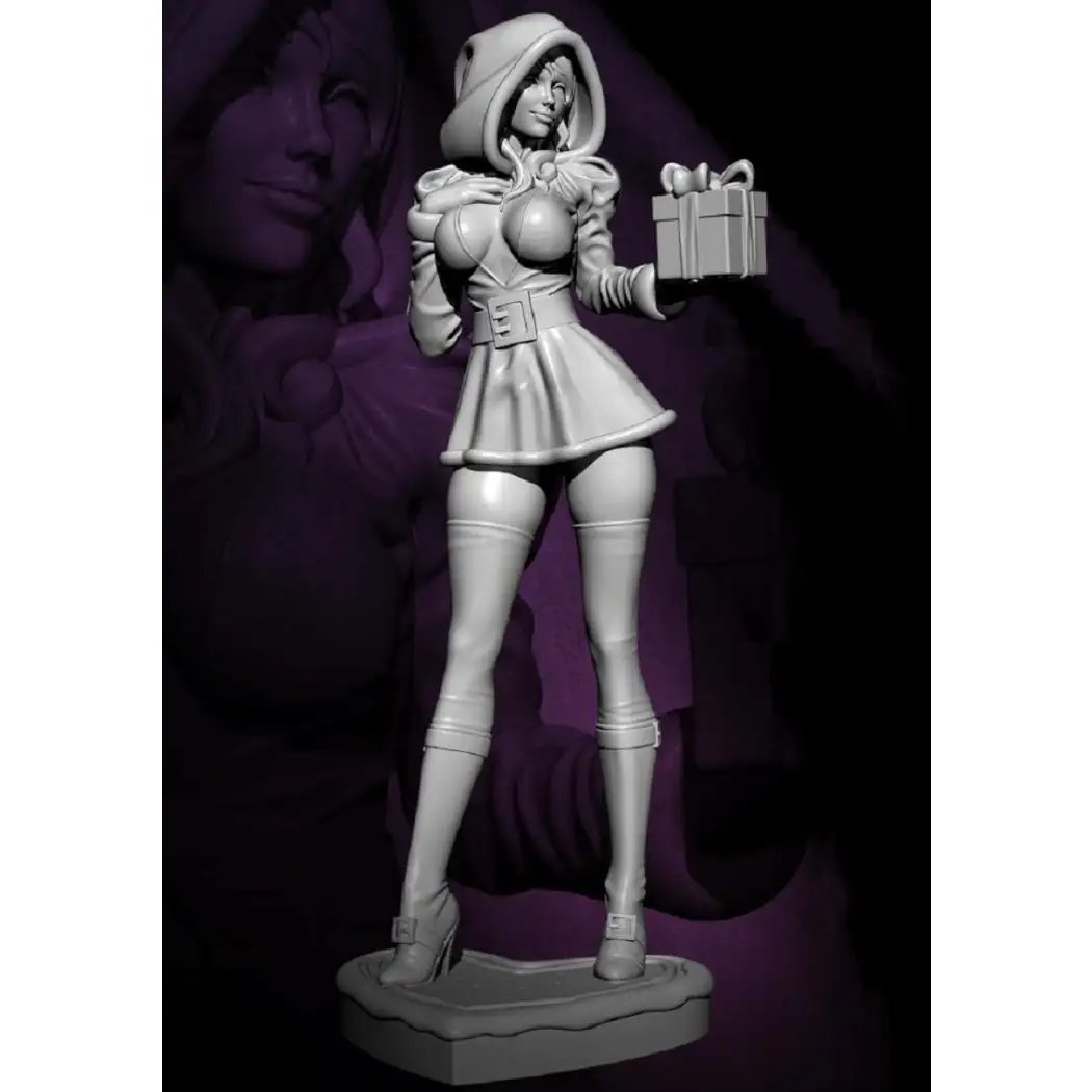 1/24 Resin Model Kit Beautiful Girl Santa Little Red Riding Hood Unpainted