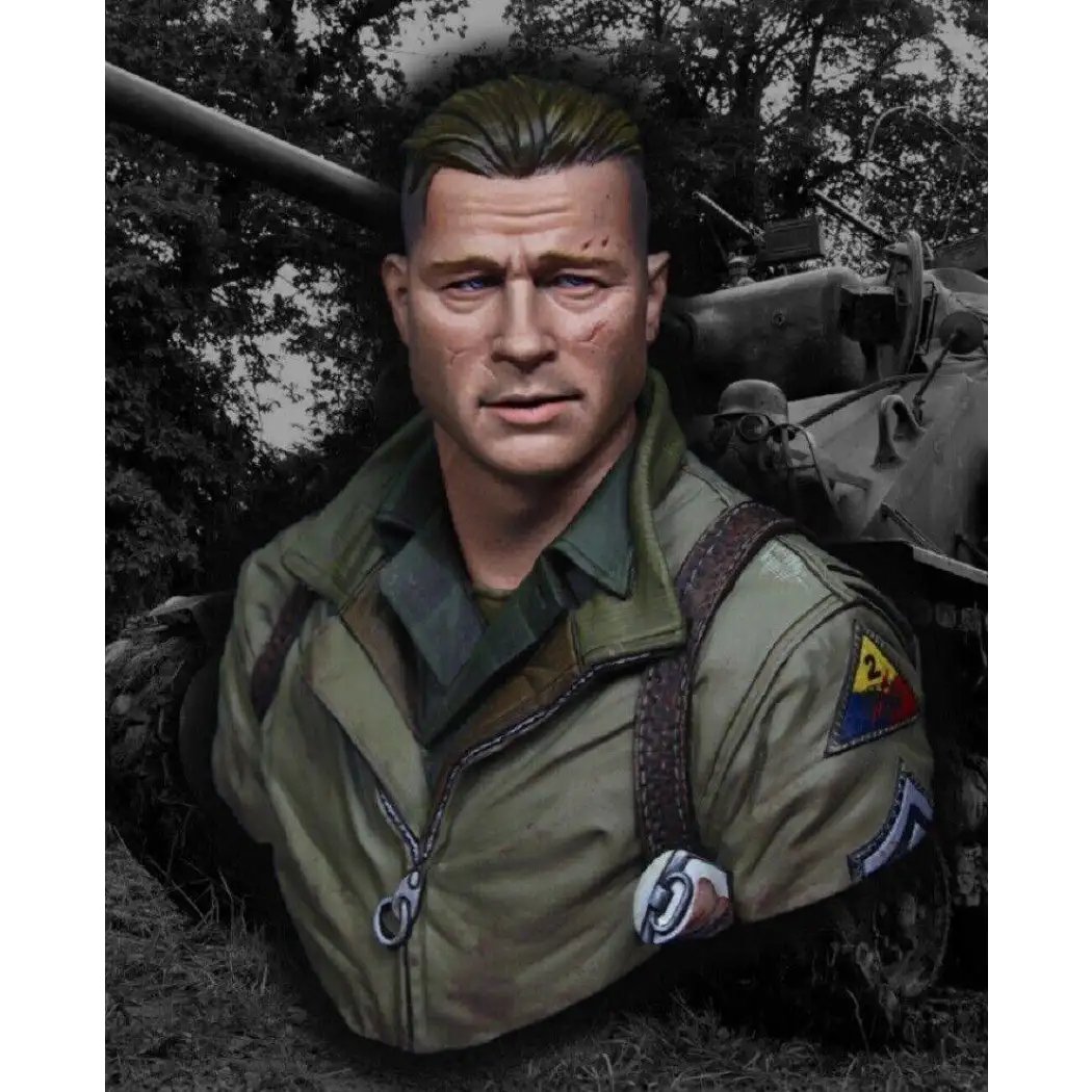 1/10 BUST Resin Model Kit US Army Tank Commander Sherman Soldier WW2 Unpainted