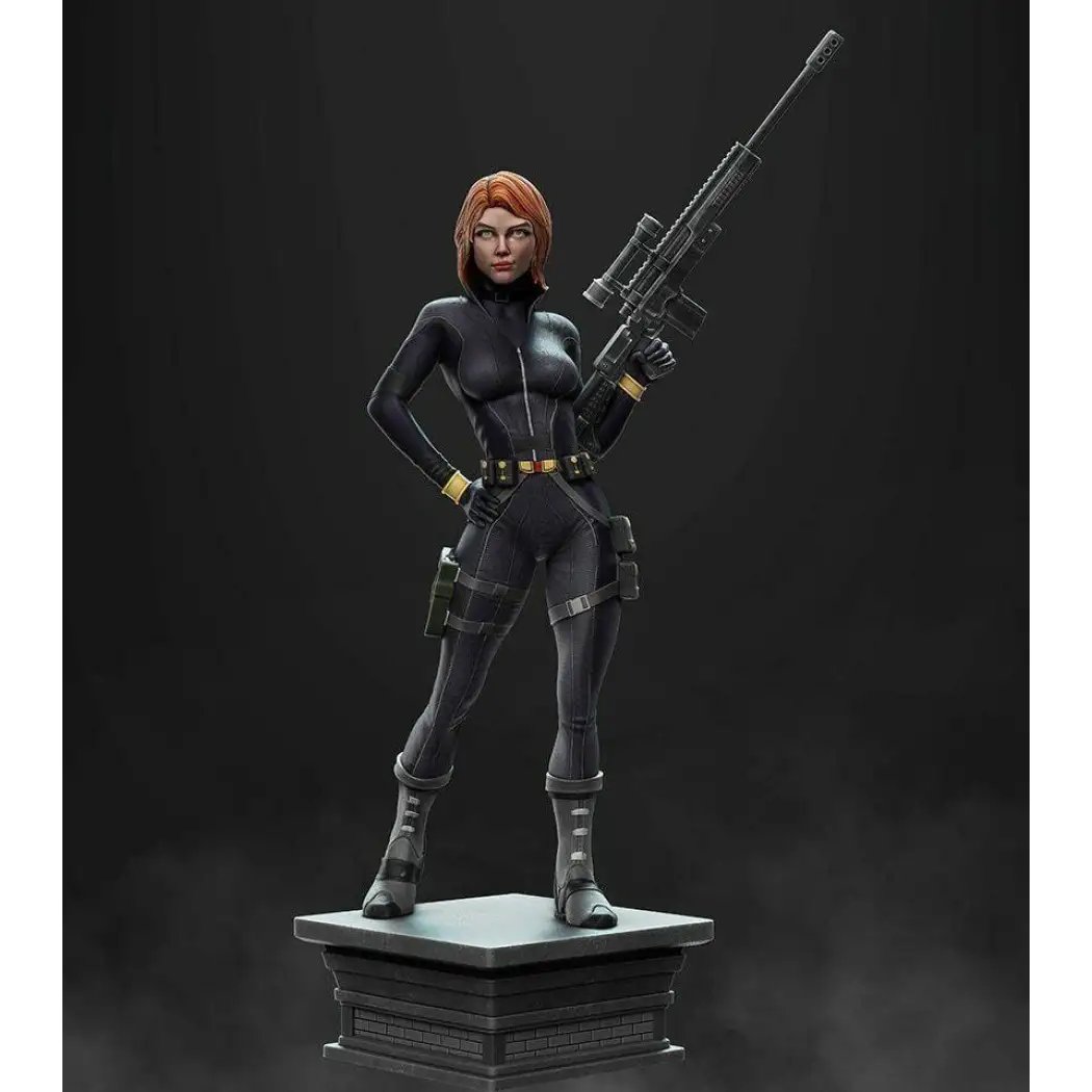 1/24 75mm 3D Print Superhero Model Kit Black Widow Beautiful Girl Unpainted