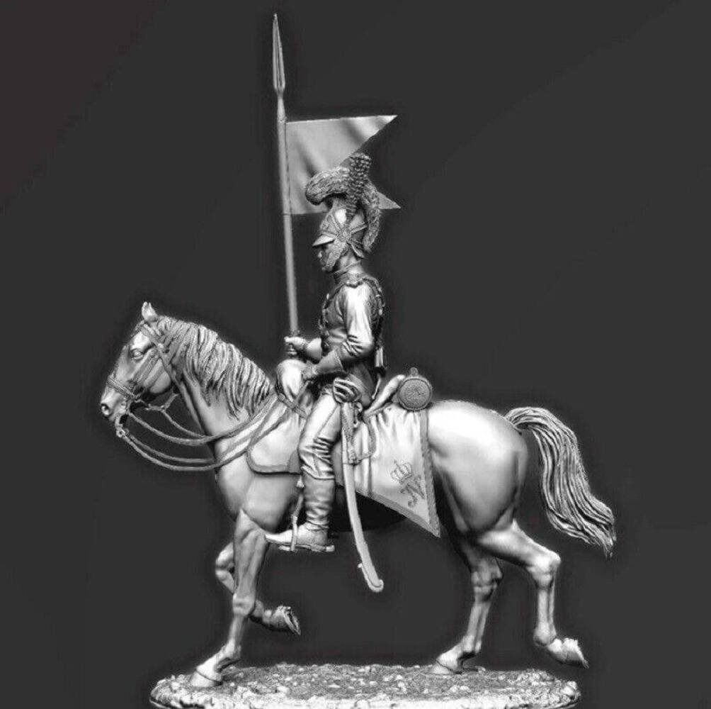 1/32 Resin Model Kit Napoleonic Wars Rider Standard Bearer Horseman Unpainted