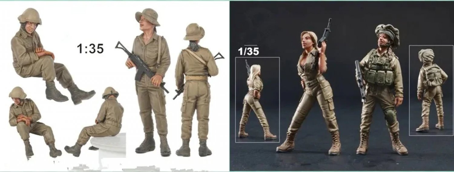 1/35 4pcs Resin Model Kit Beautiful Girls Modern Israeli Soldiers IDF Unpainted