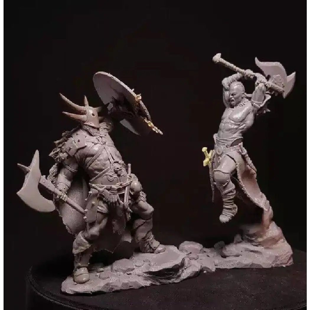 1/24 2pcs Resin Model Kit Barbarians Warriors Battle Miniature Unpainted
