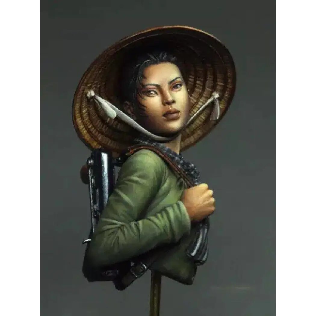 1/12 BUST Resin Model Kit Beautiful Girl Guerrilla Vietnam War Unpainted