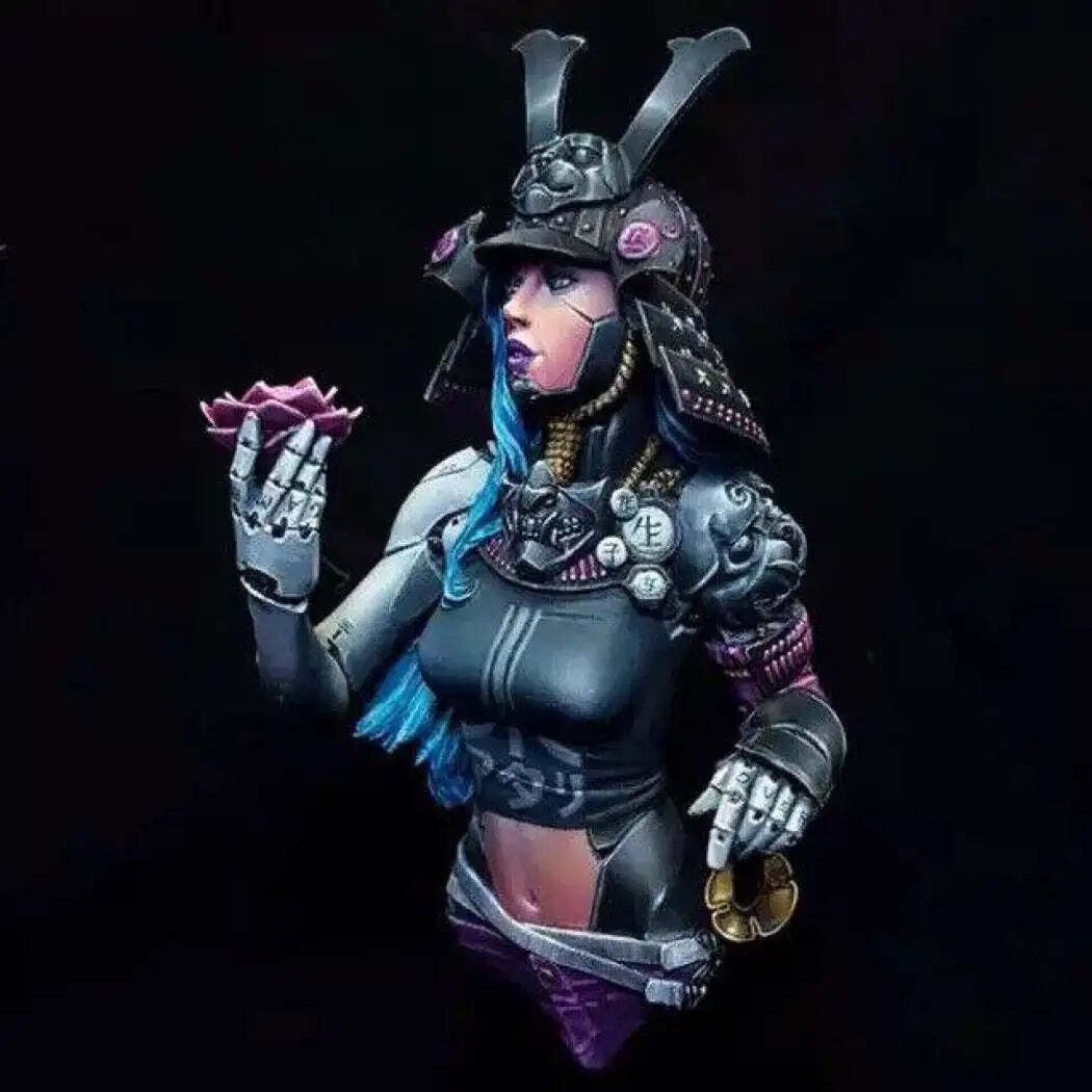 1/10 BUST Resin Cyberpunk Model Kit Beautiful Girl Samurai Unpainted