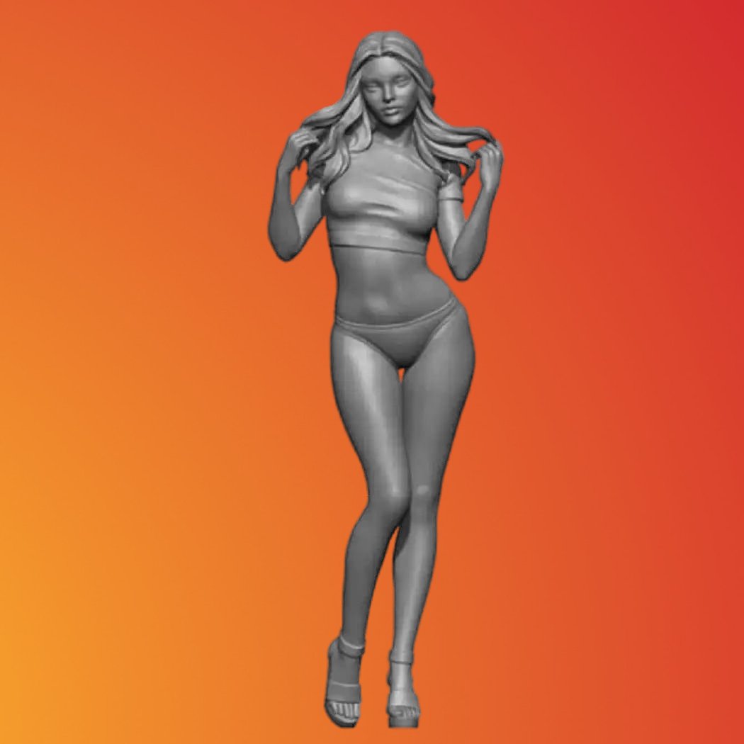 1/35 Resin Model Kit Modern Beautiful Girl Summer Beach Unpainted