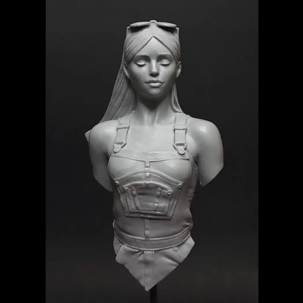 1/10 BUST 75mm Resin Model Kit Modern Beautiful Girl Mechanic Unpainted