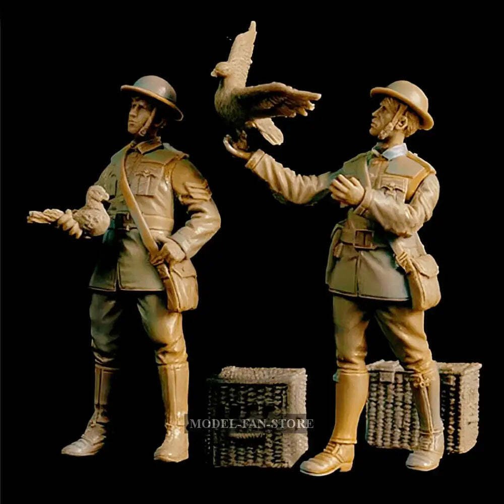 1/35 2pcs Resin Model Kit British Soldiers Pigeon Post WW1 Unpainted