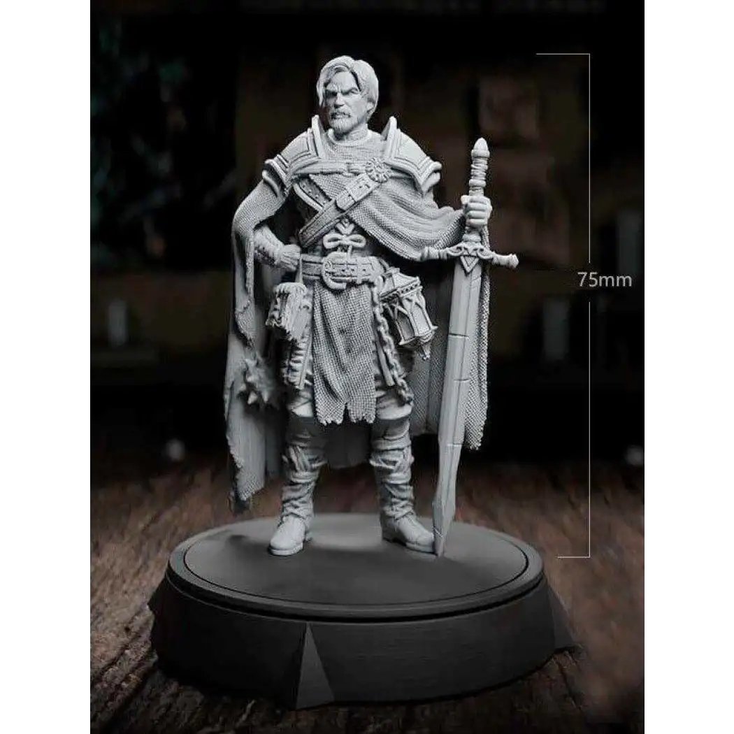1/24 75mm 3D Print Model Kit Warrior Medieval Knight Fantasy Unpainted