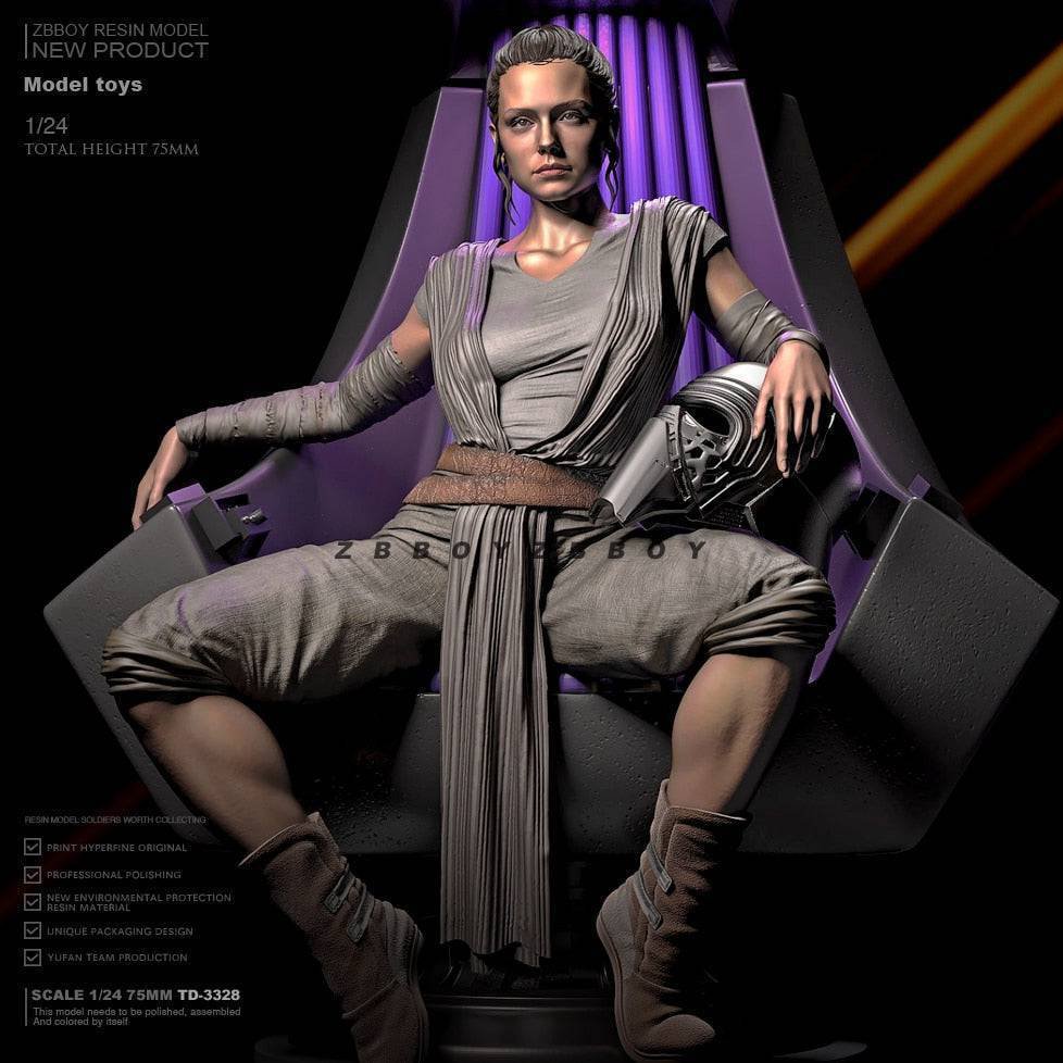 1/24 75mm Resin Model Kit Beautiful Girl Star Wars Rey TD-3328 Unpainted