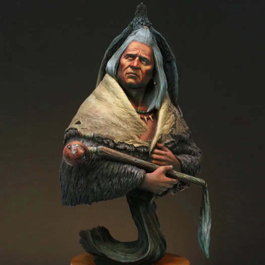 1/10 BUST Resin Model Kit Native American Indian Chief Black Raven Unpainted