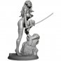 1/24 75mm 3D Print Model Kit Beautiful Girl with Samurai Sword Unpainted