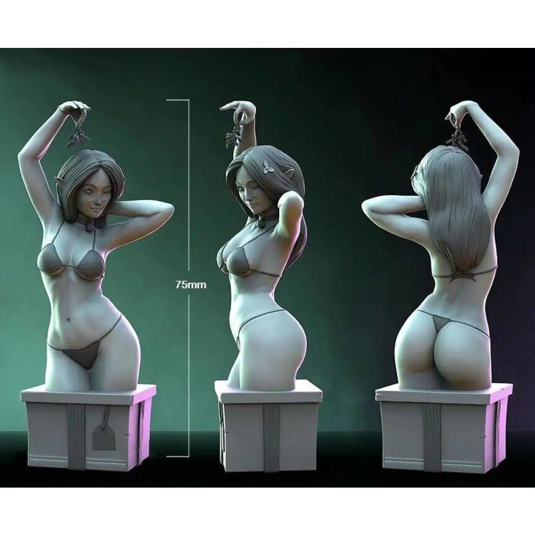 1/18 75mm BUST Resin Model Kit Beautiful Girl Woman Dancer Elf Unpainted