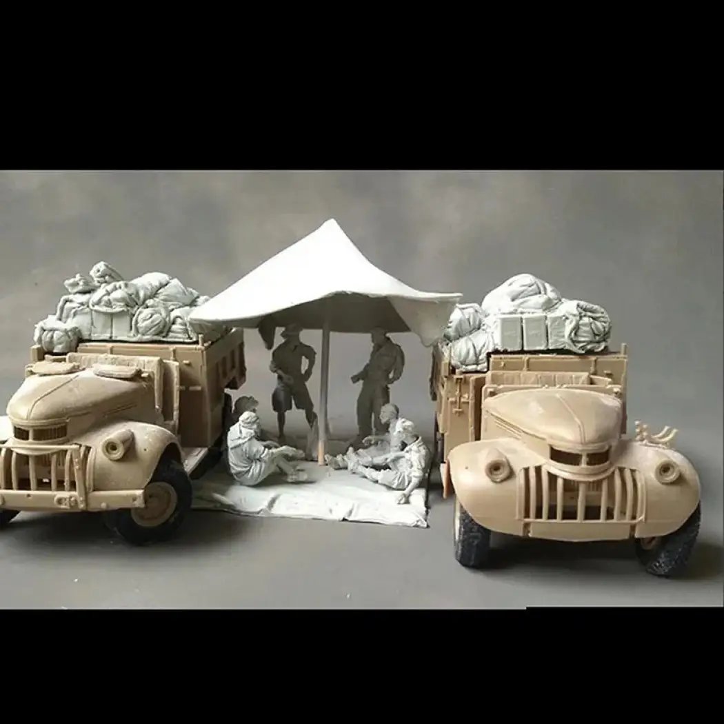 1/35 6pcs Resin Model Kit British Soldiers Desert Troops (no cars) WW2 Unpainted