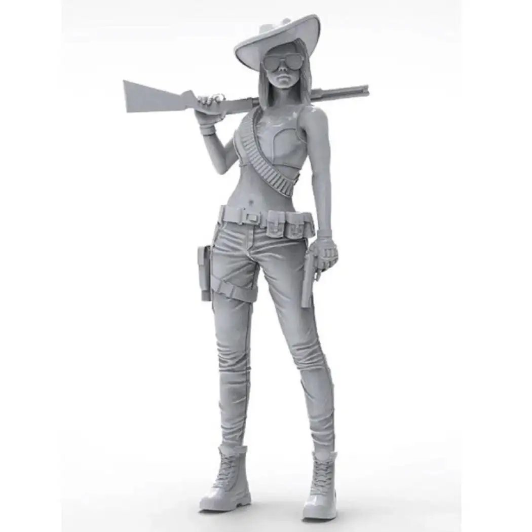 1/35 Resin Model Kit Modern Beautiful Girl Shooter Western Unpainted
