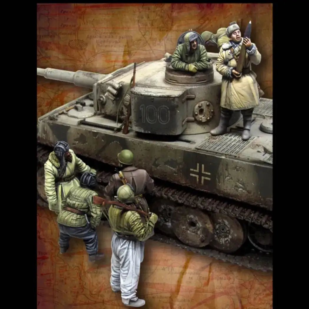 1/35 6pcs Resin Model Kit Soviet Soldiers Captured German Tank WW2 Unpainted