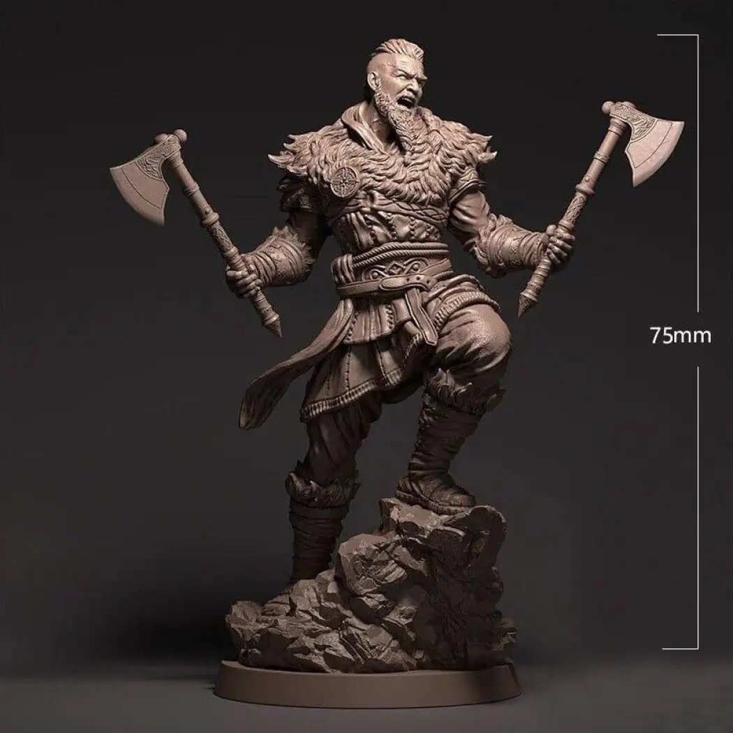 1/24 75mm 3D Print Model Kit Warrior Viking Barbarian Unpainted