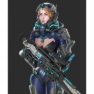 1/24 75mm 3D Print Cyberpunk Model Kit Space Beautiful Girl Shooter Unpainted