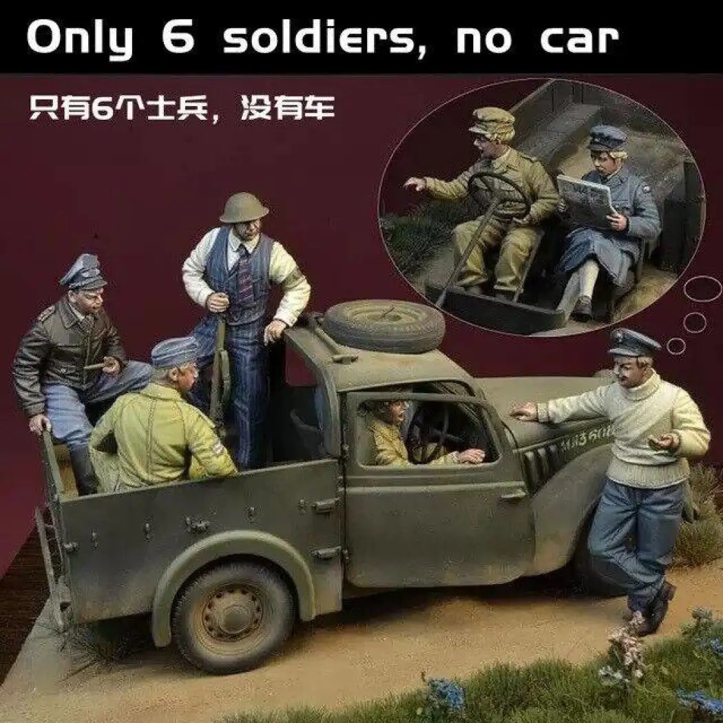 1/35 6pcs Resin Model Kit British Soldiers (no car) WW2 Unapinted