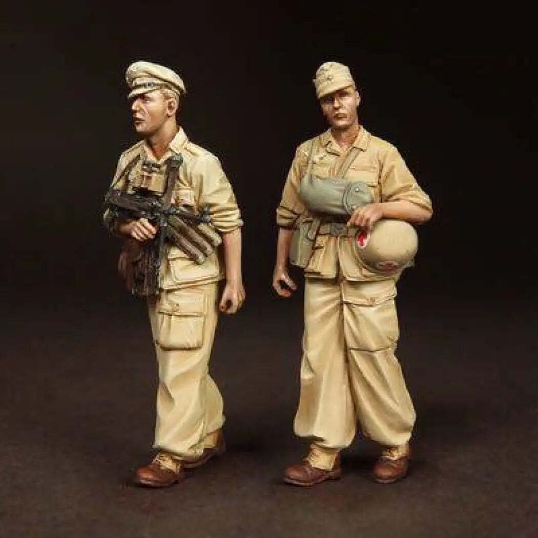 1/35 2pcs Resin Model Kit German Soldiers Infantry Africa WW2 Unpainted