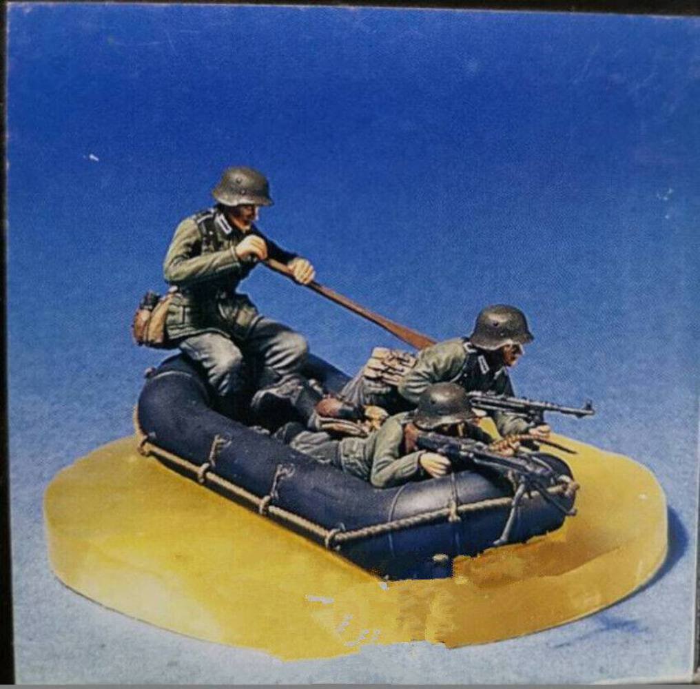 1/35 3pcs Resin Model Kit German Soldiers in a Boat WW2 Unpainted