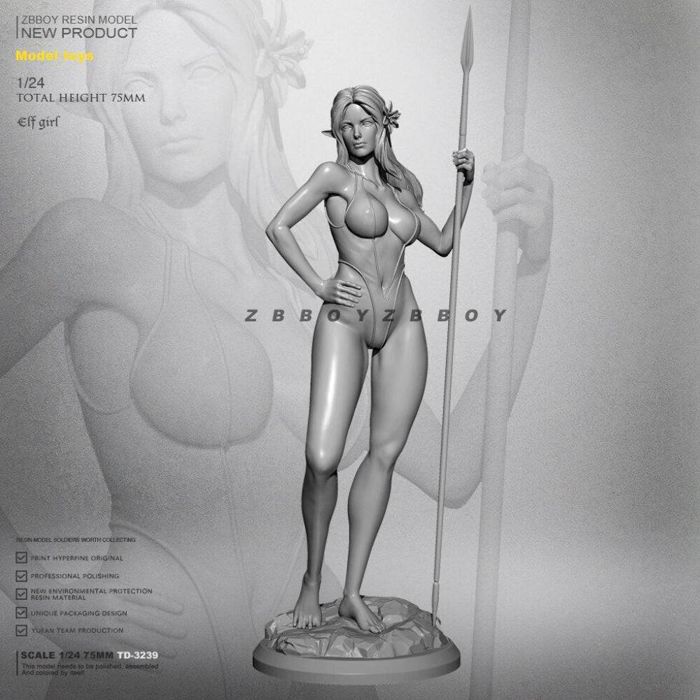 1/24 Resin Model Kit Amazon Beautiful Girl Warrior Elf TD-3239 Unpainted