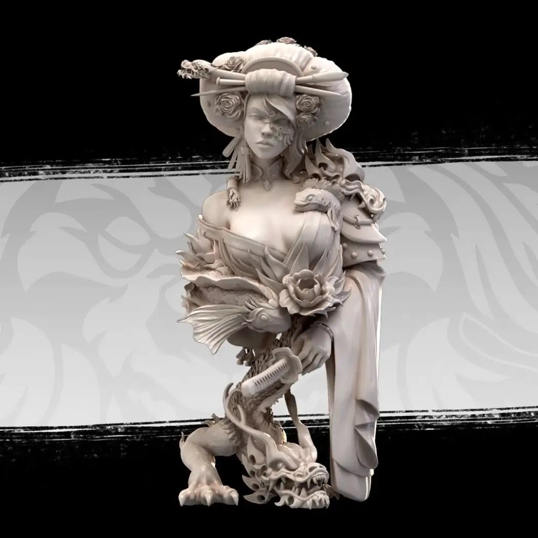 1/10 BUST Resin Model Kit Asian Beautiful Girl Samurai A-973 Unpainted
