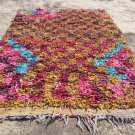 Berber carpet.antique{BOUCHEROUIT}rug woven from old clothes more than 65 years old