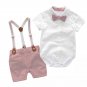 Baby Boy Clothes Summer Suits Newborn  Dress Soft Cotton Solid  Belt Pants Infant Toddler Set
