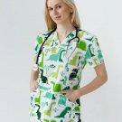 Medical women's suit Topaz print dinosaurs green