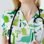 Medical women's suit Topaz print dinosaurs green