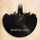 Barcelona City Vinyl Record Wall Clock Handmade Worldwide Shipping