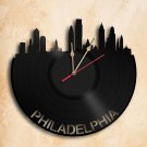 Philadelphia City Vinyl Record Wall Clock Handmade Worldwide Shipping