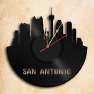 San Antonio City Vinyl Record Wall Clock Handmade Worldwide Shipping
