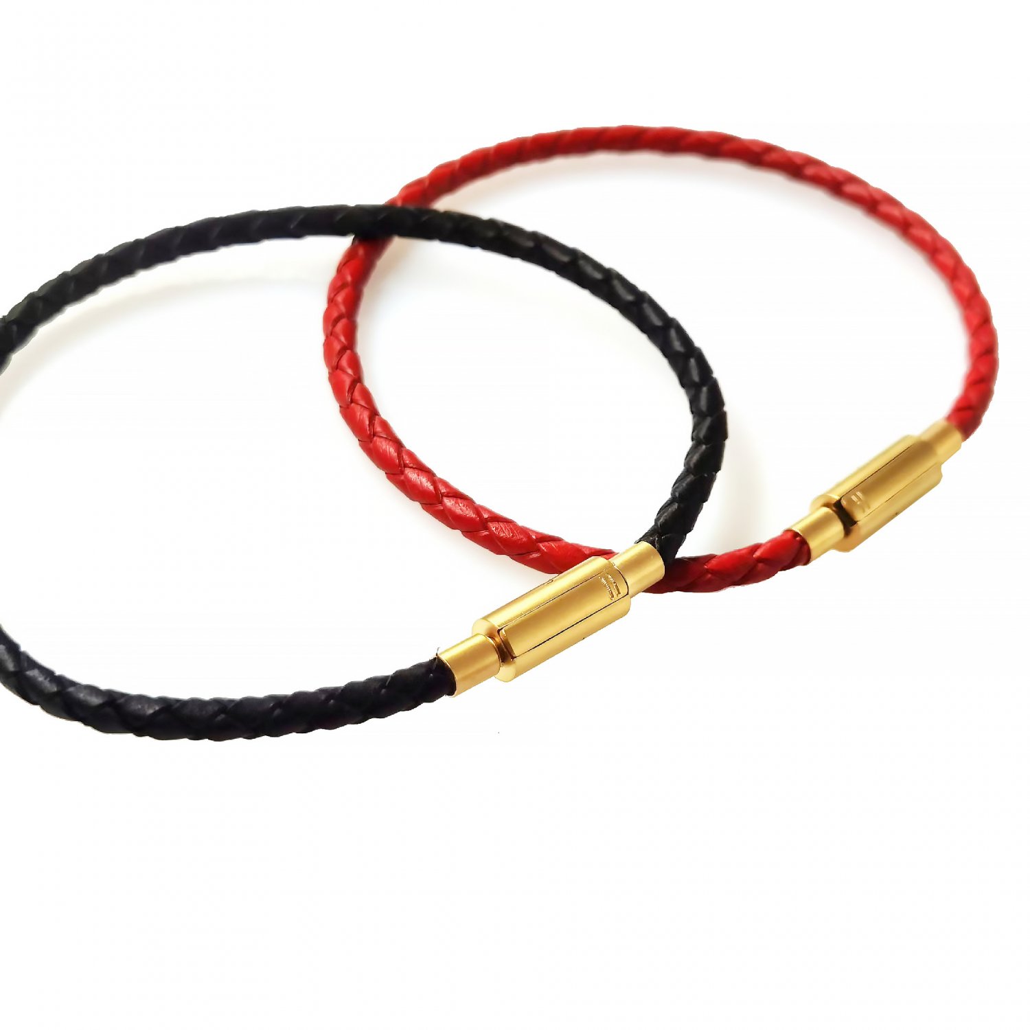 3mm woven cow leather rope titanium steel wire red rope transfer bead bracelet