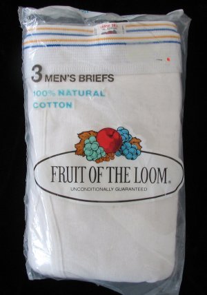 *1 Pkg 3 Pair Vintage 70's Fruit of the Loom Briefs Large 38-40